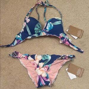 Hobie Blue and Pink Floral Bikini